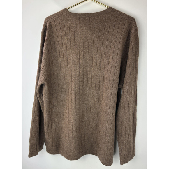 Apt. 9 Cashmere V-Neck Ribbed Sweater Brown Long Sleeve Pullover Men's Size XL - Picture 5 of 12